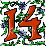 Number_14_With_Blue_Flowers_Royalty_Free_Clipart_Picture_081027-123454-763048